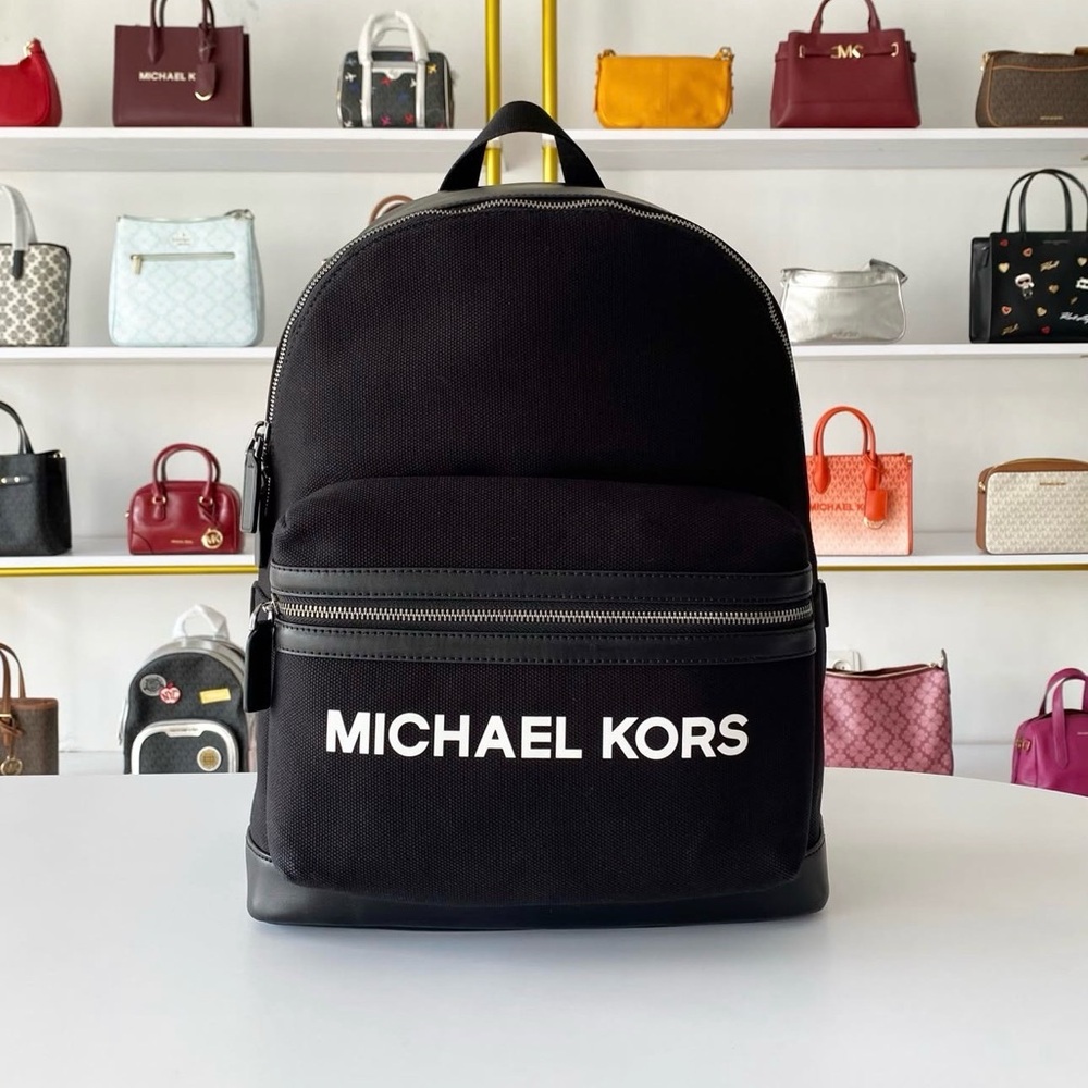 Michael Kors Cooper Black and White Logo Backpack